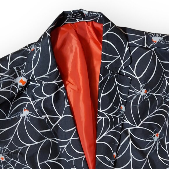 Spirit Halloween Costume Black Spider/Web Men's Jacket Coat & Tie -Sz- M 38-40 - Picture 4 of 6